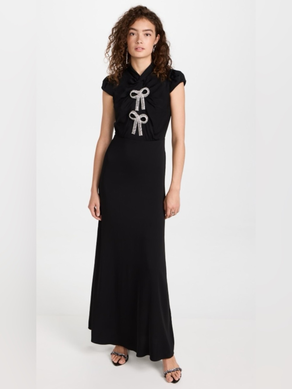 Self Portrait | Black Stretch Crepe Maxi Dress- 6